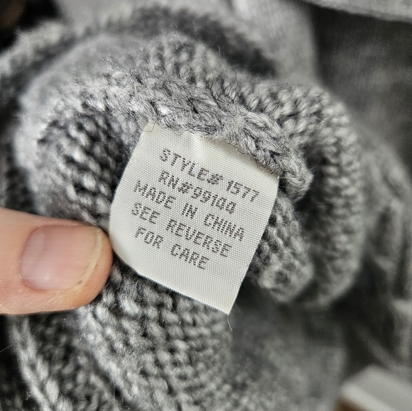 Lapis button down grey sweater size large wool tie waist penny lane Duster lapis - Picture 11 of 12